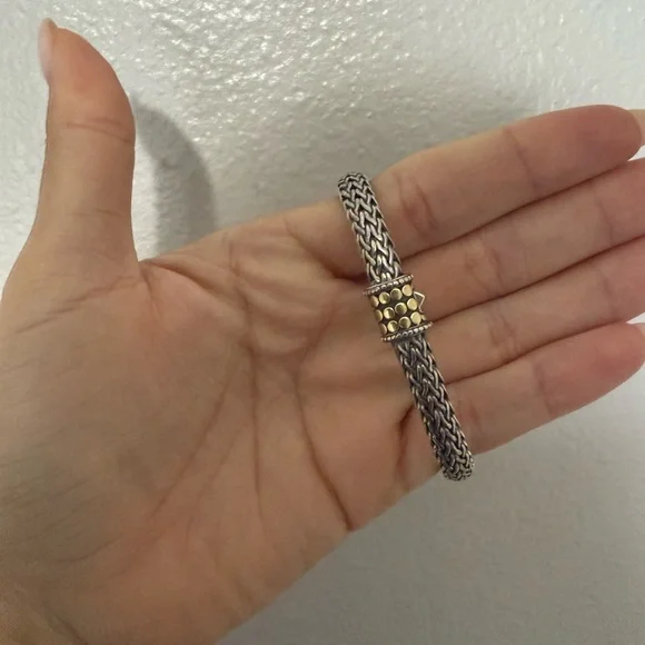 John Hardy Silver and Gold Woven Bracelet